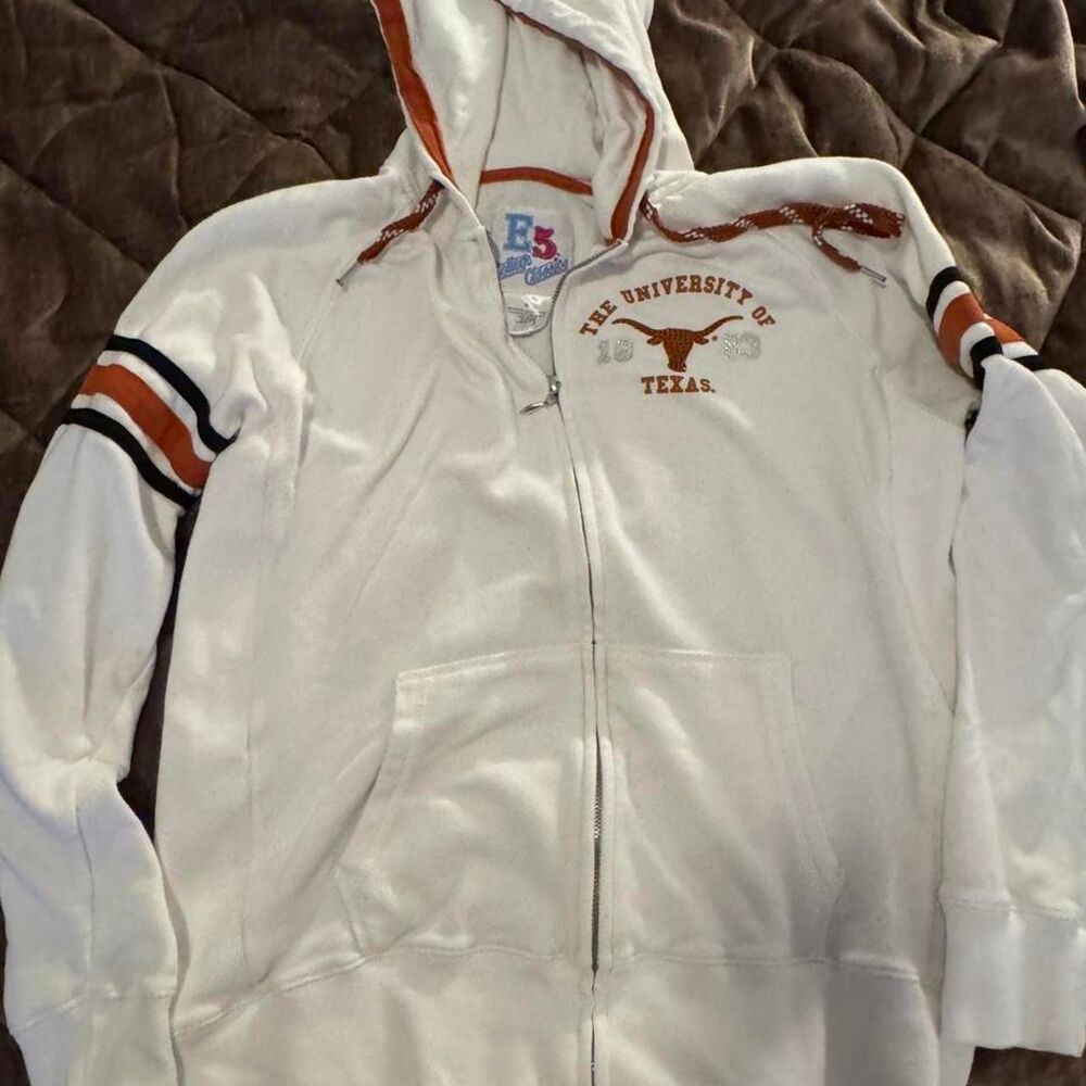 E5 College Classics University of Texas Longhorns White Zip Hoodie XL